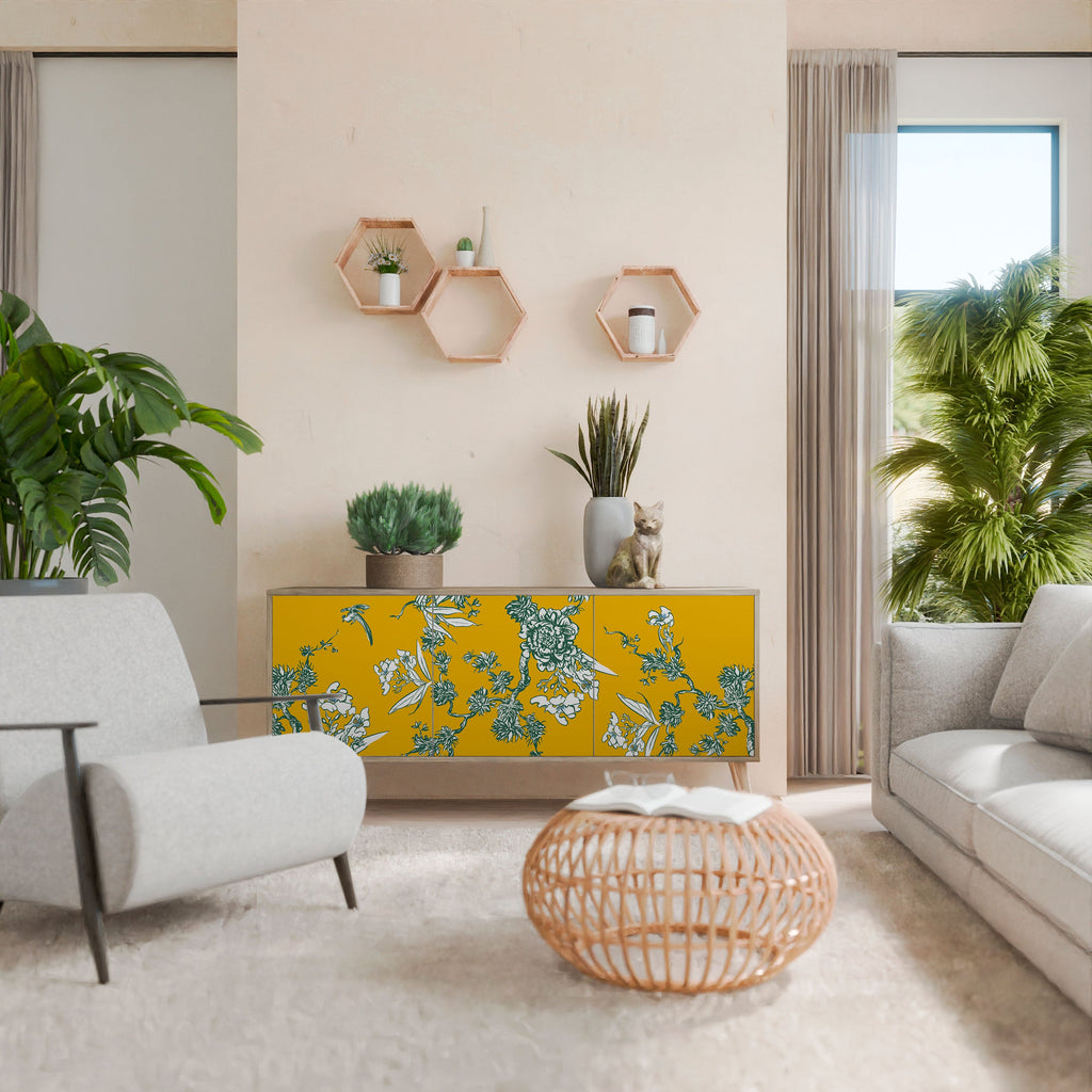 YELLOW CHINOISERIE Sideboard mit 3 Türen in Eiche-Optik