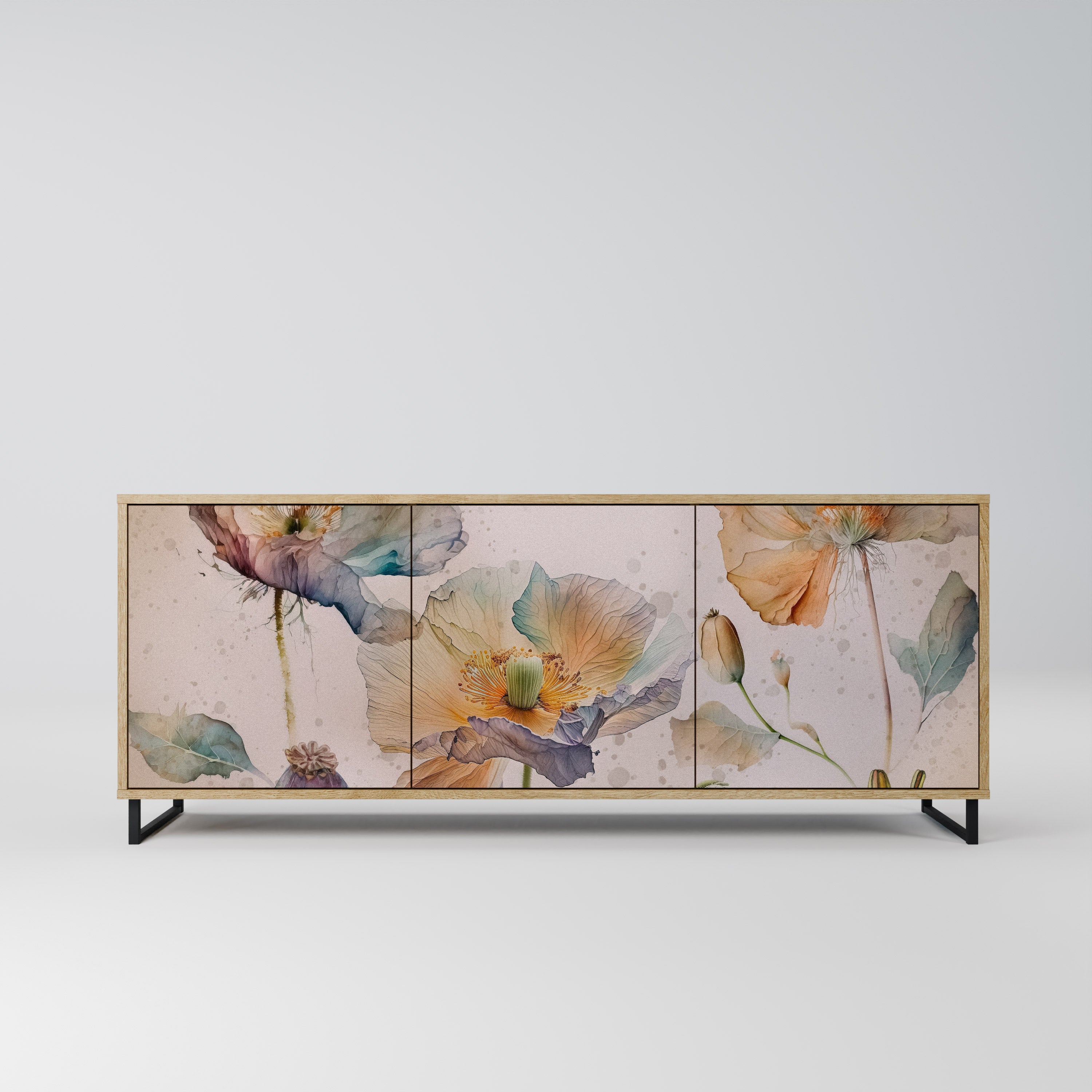 SOFTEN POPPY Sideboard mit 3 Türen in Eiche-Optik