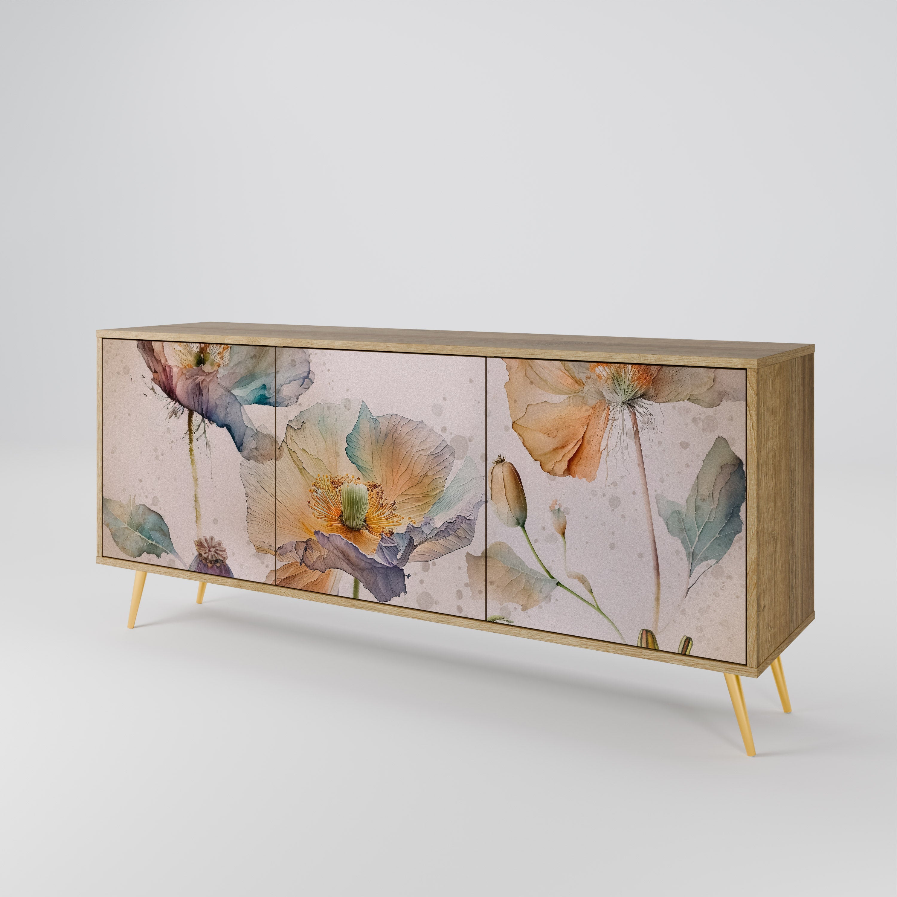 SOFTEN POPPY Sideboard mit 3 Türen in Eiche-Optik