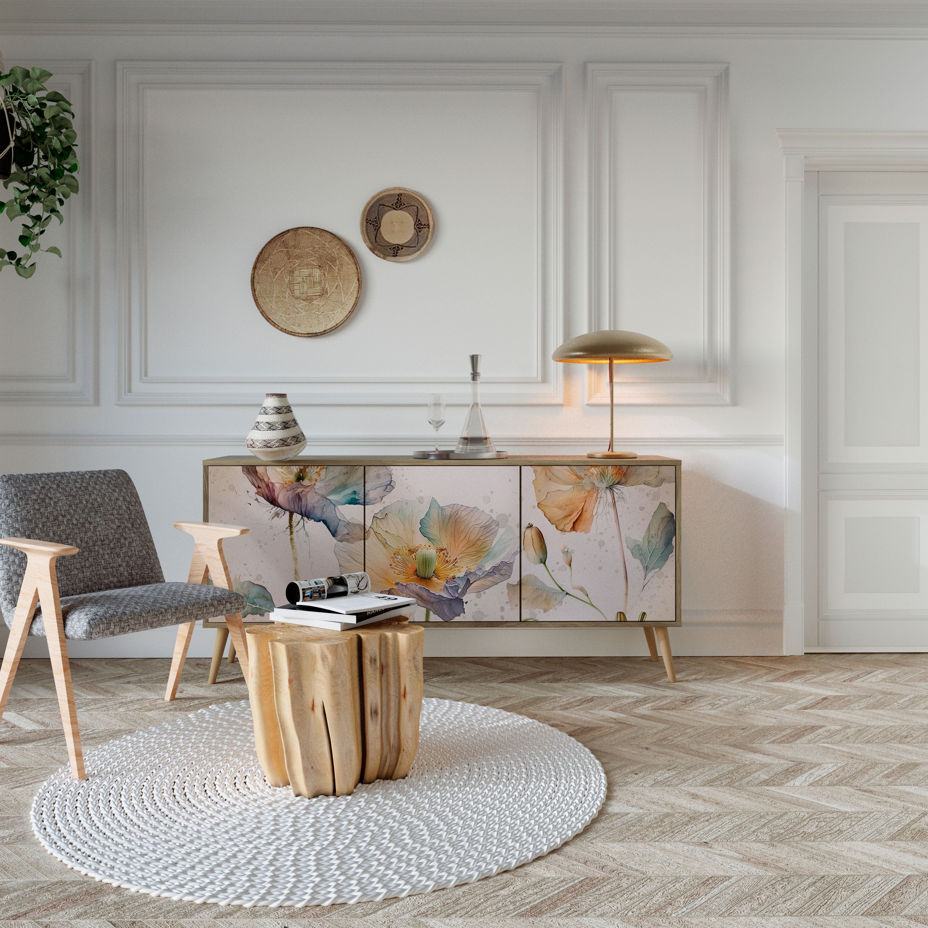 SOFTEN POPPY Sideboard mit 3 Türen in Eiche-Optik