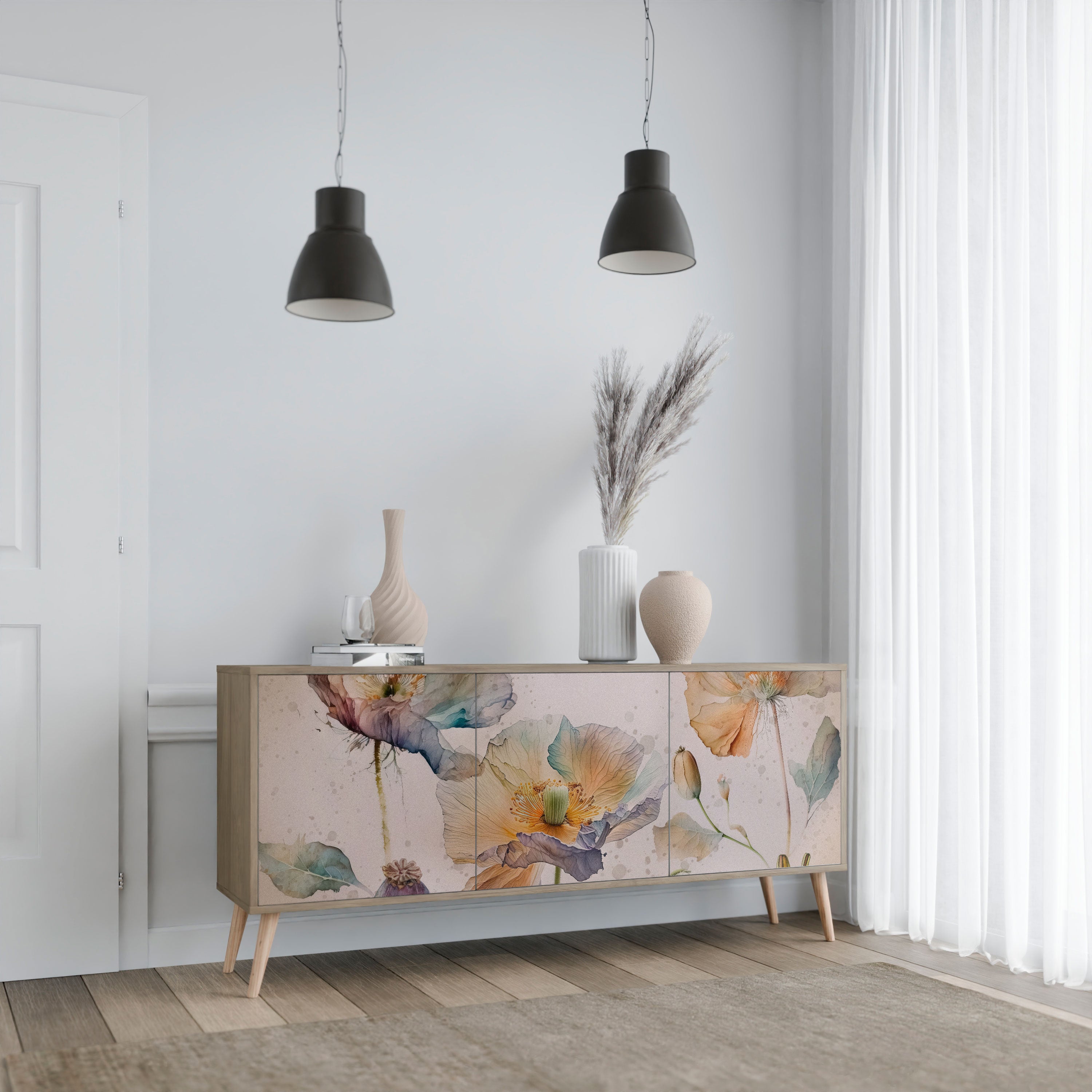 SOFTEN POPPY Sideboard mit 3 Türen in Eiche-Optik