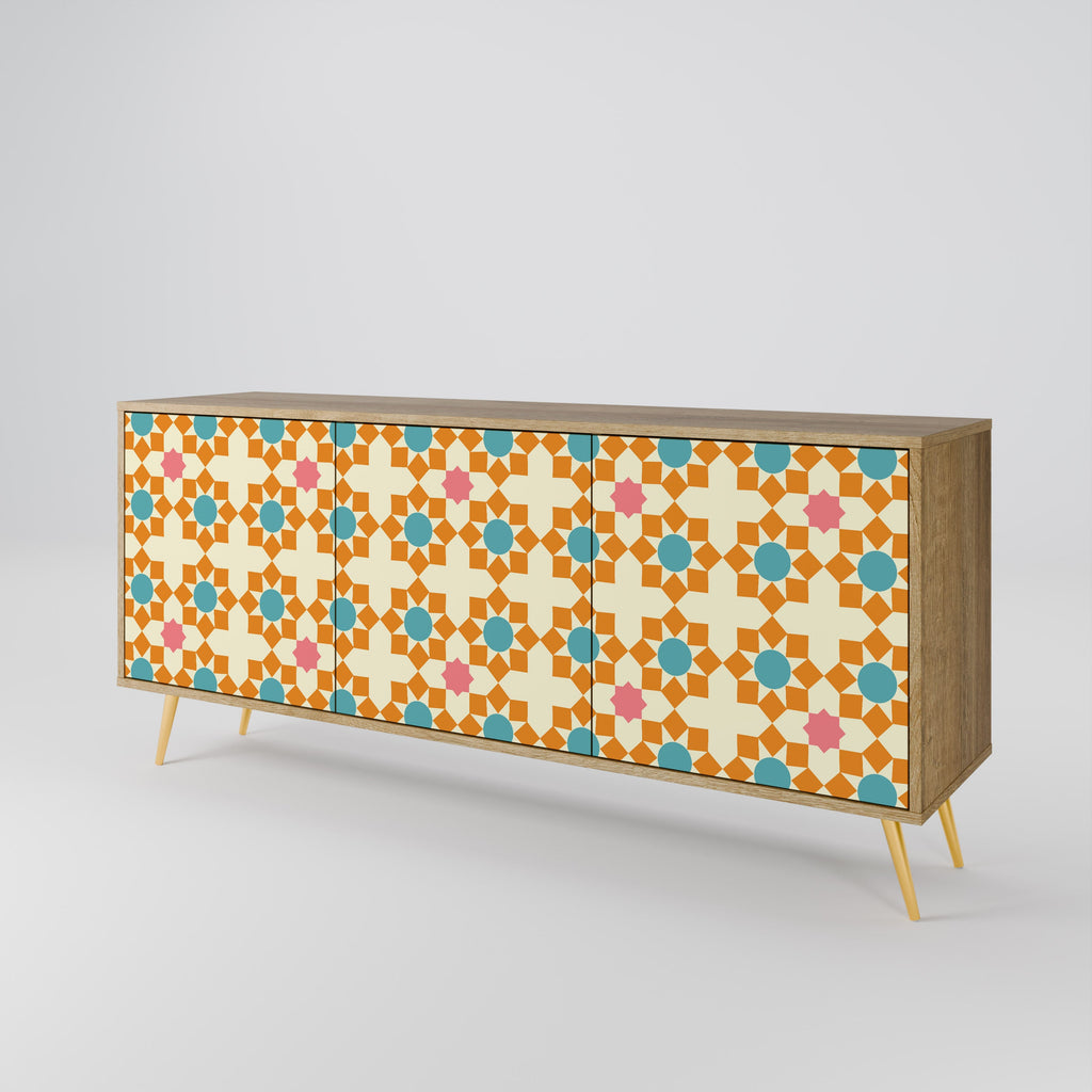 FLORAL DECOR 3-Door Sideboard in Oak Effect