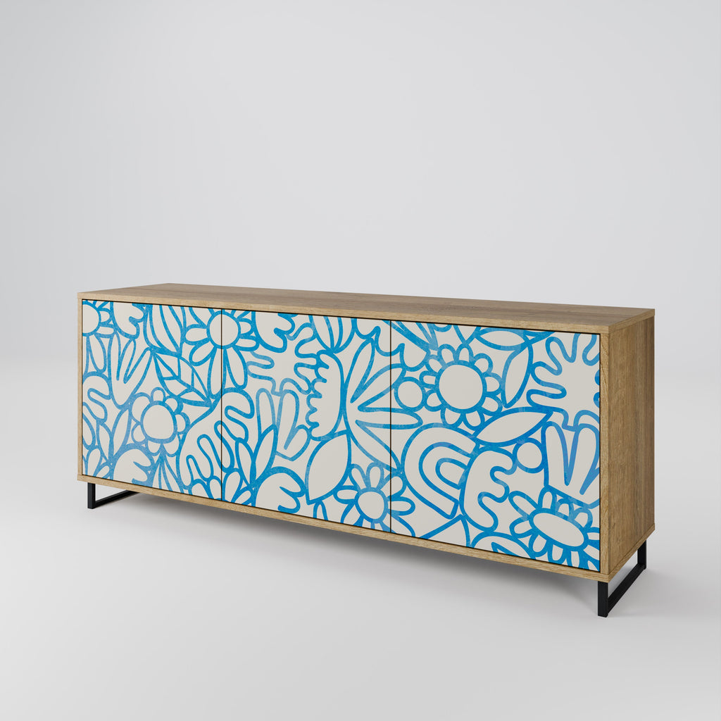 BLOOMY MORNING Sideboard mit 3 Türen in Eiche-Optik