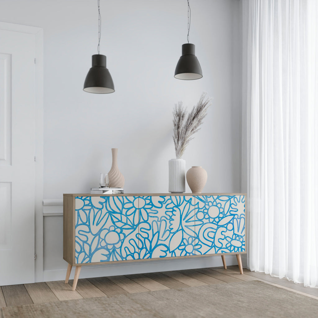 BLOOMY MORNING Sideboard mit 3 Türen in Eiche-Optik