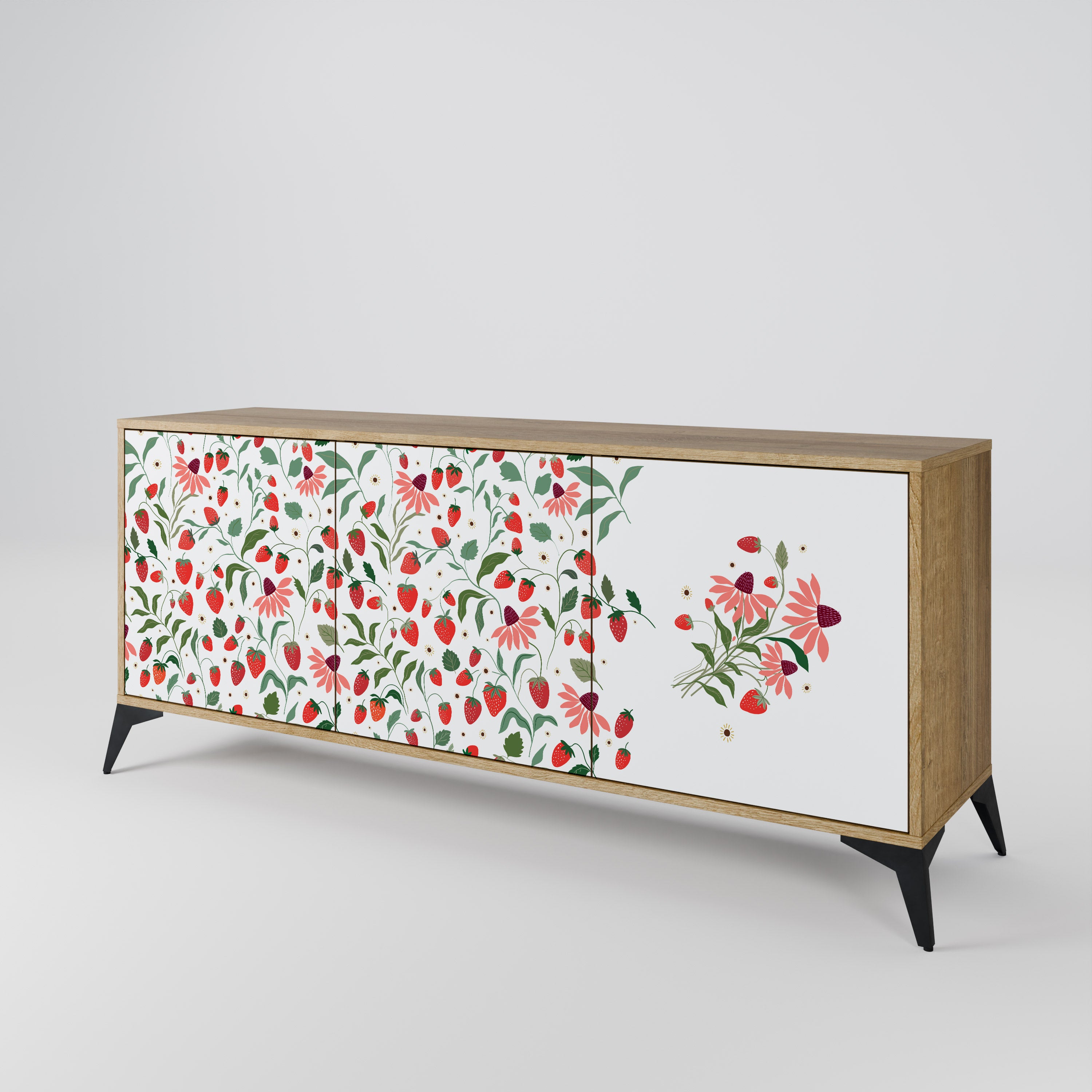 FLOWERS AND STRAWBERRIES 3-Door Sideboard