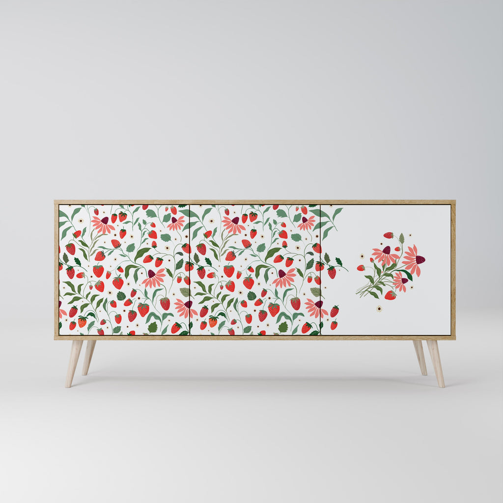 FLOWERS AND STRAWBERRIES 3-Door Sideboard in Oak Effect
