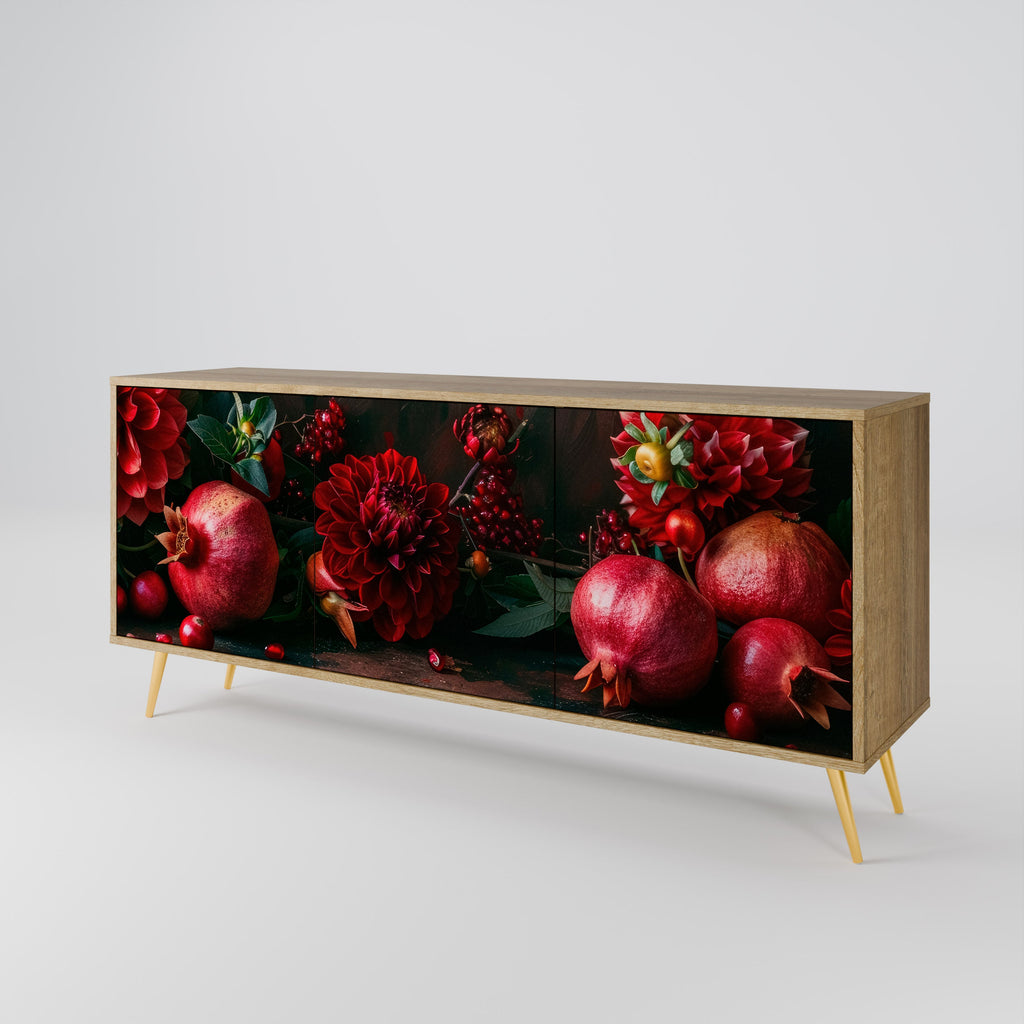 DAHLIAS AND POMEGRANATES 3-Door Sideboard in Oak Effect
