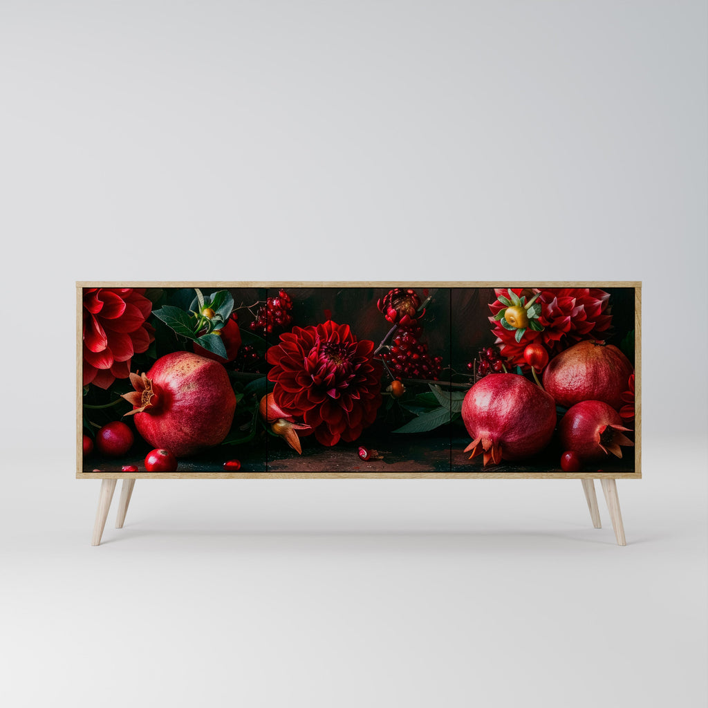 DAHLIAS AND POMEGRANATES 3-Door Sideboard in Oak Effect