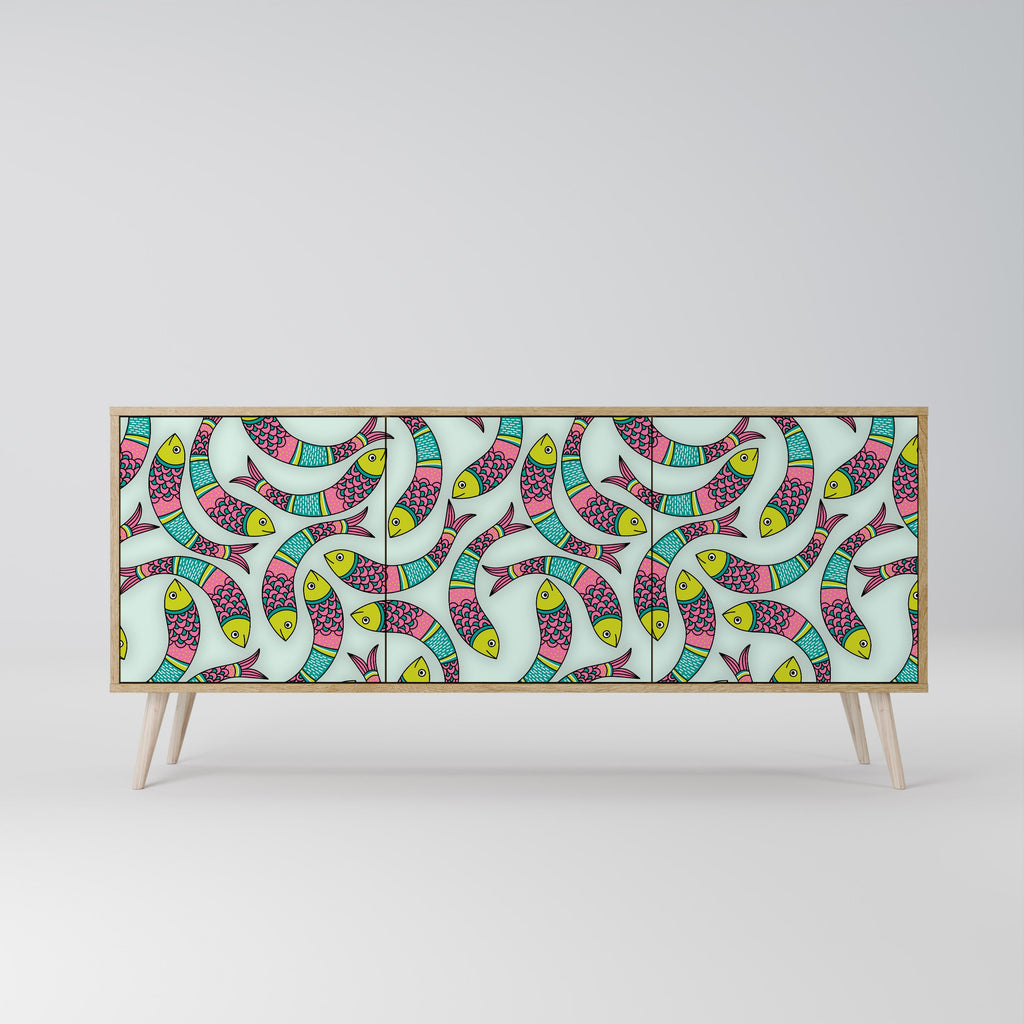 INDIAN FISH 3-Door Sideboard in Oak Effect