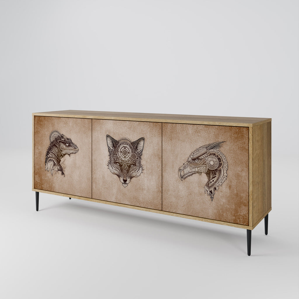 STEAMPUNK CLAN Sideboard mit 3 Türen in Eiche-Optik