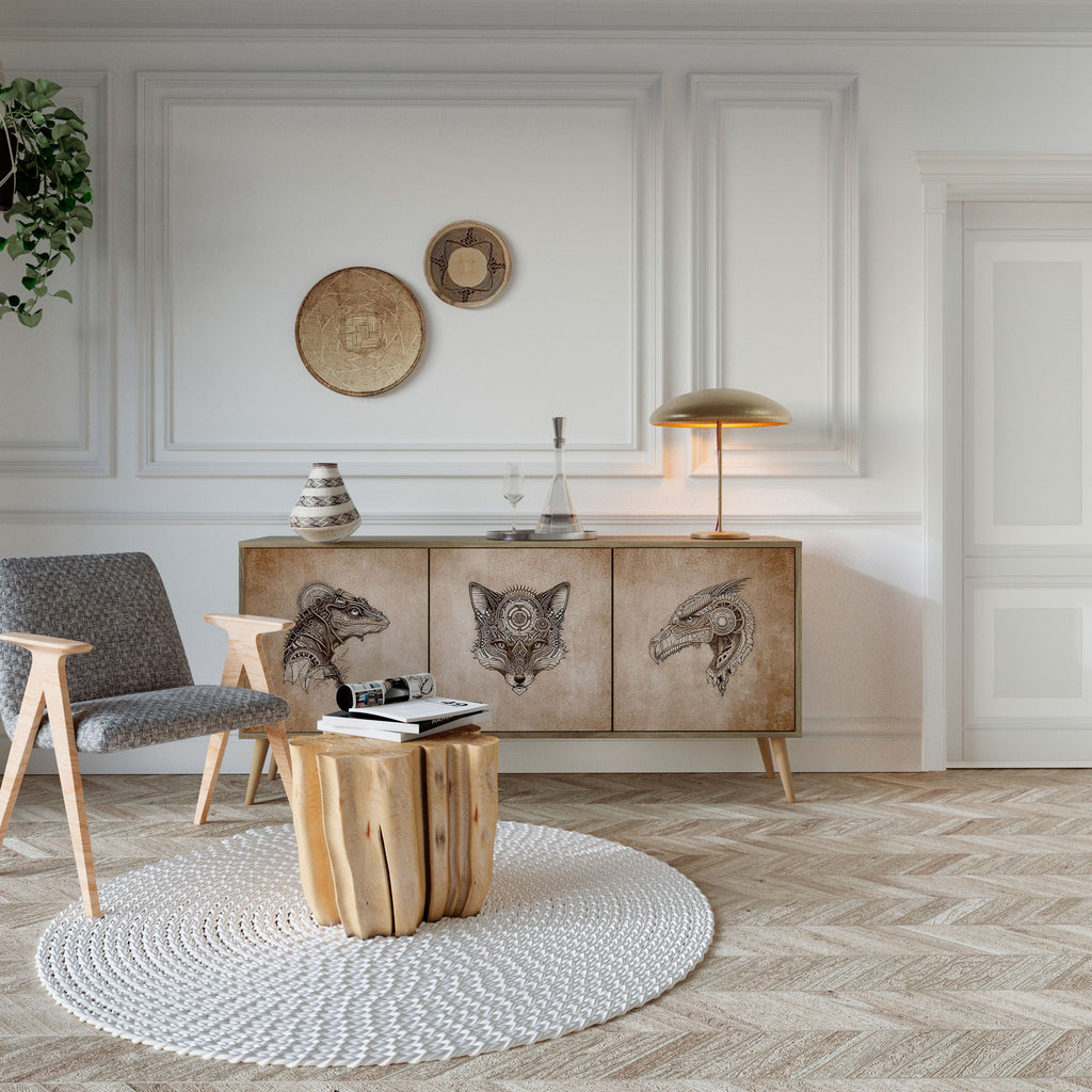 STEAMPUNK CLAN Sideboard mit 3 Türen in Eiche-Optik