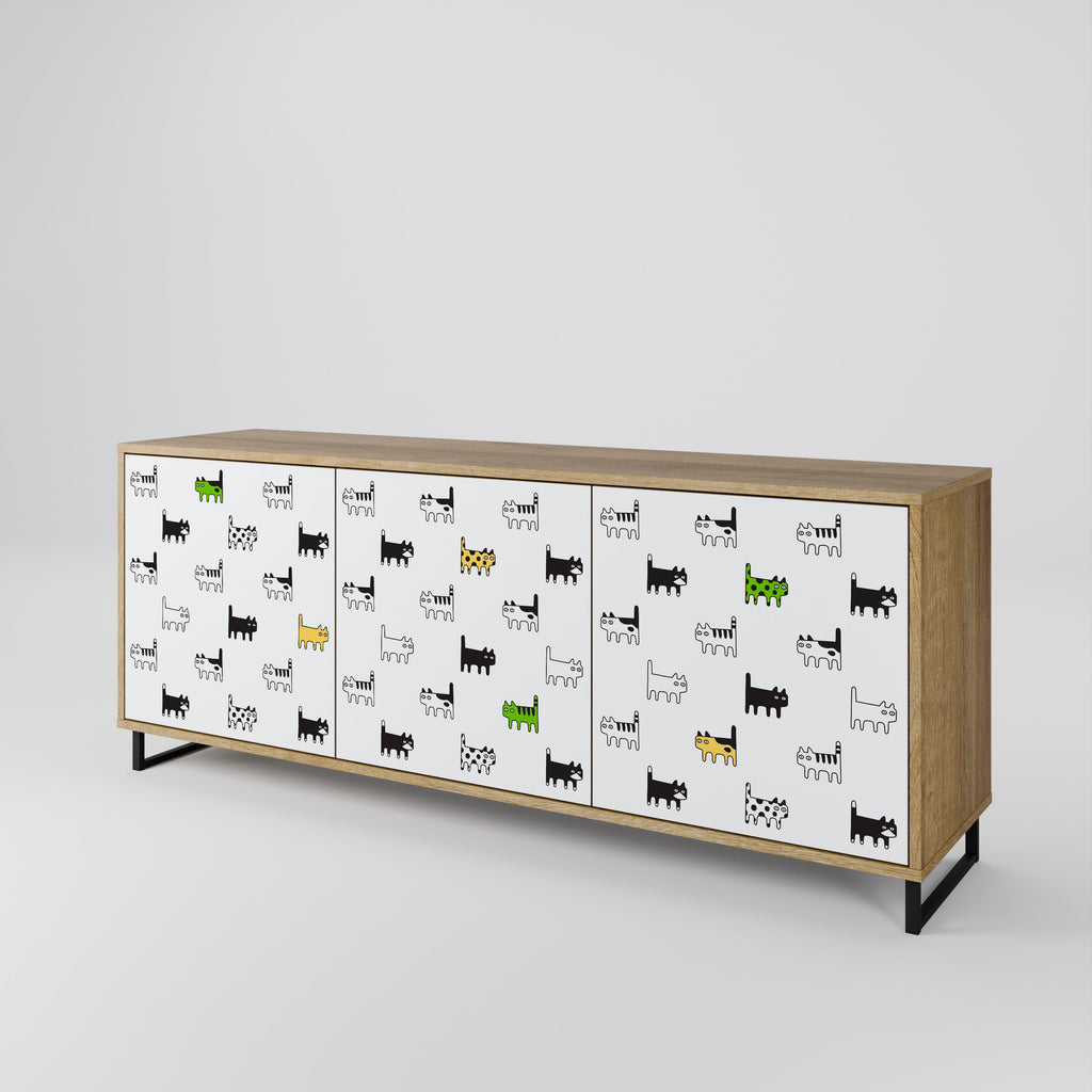 CATS COMPILATION 3-Door Sideboard in Oak Effect