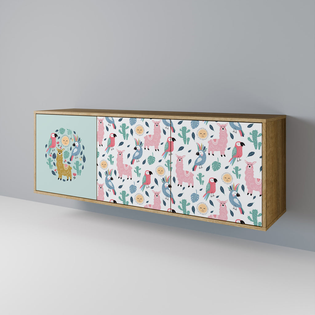 COLORFUL ALPACAS Sideboard mit 3 Türen in Eiche-Optik