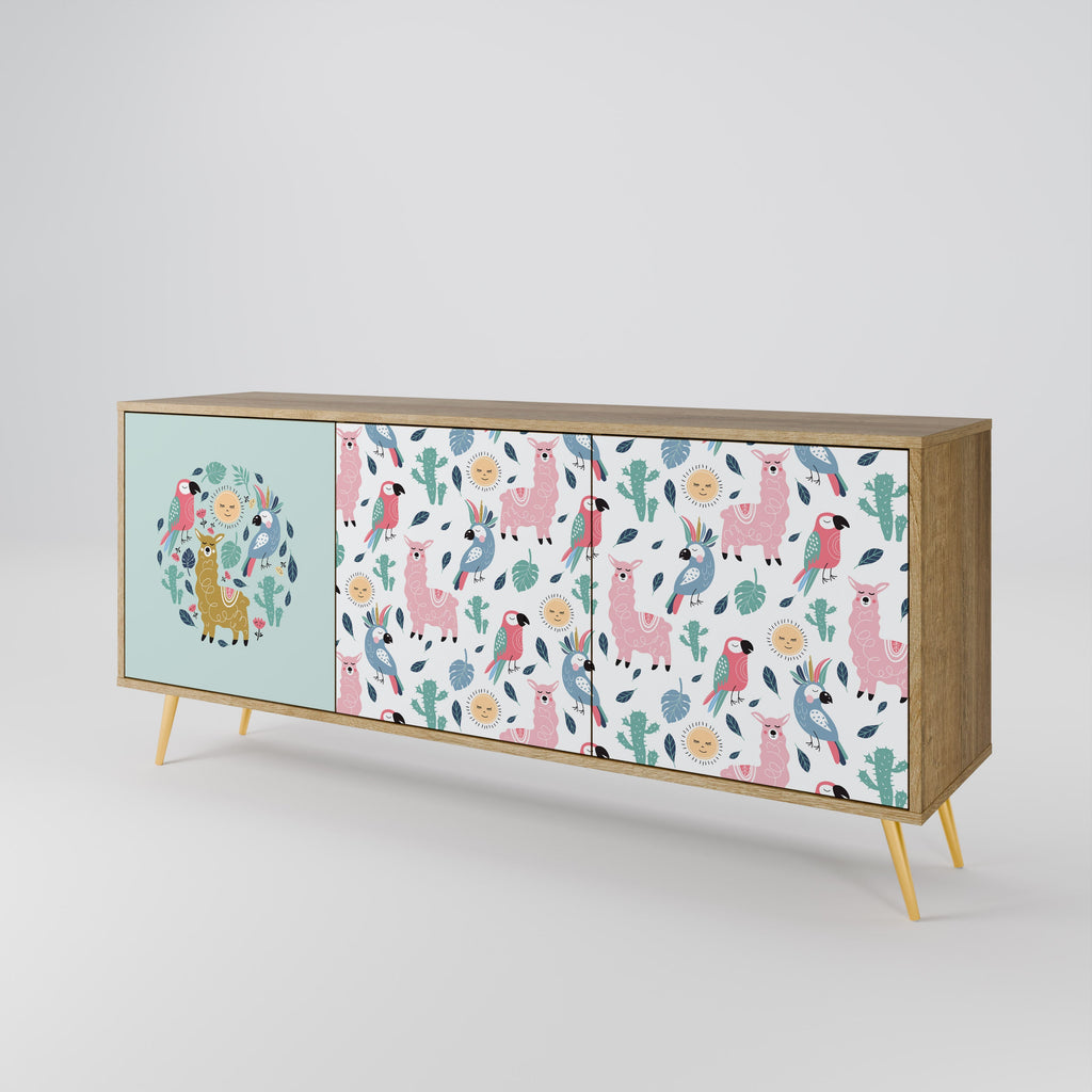 COLORFUL ALPACAS Sideboard mit 3 Türen in Eiche-Optik