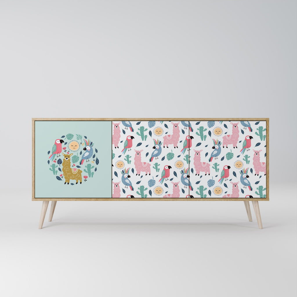 COLORFUL ALPACAS Sideboard mit 3 Türen in Eiche-Optik