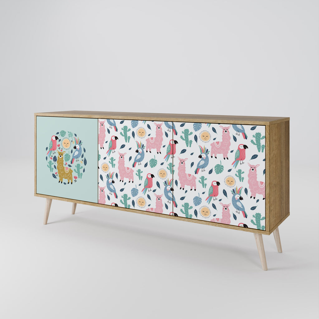 COLORFUL ALPACAS Sideboard mit 3 Türen in Eiche-Optik