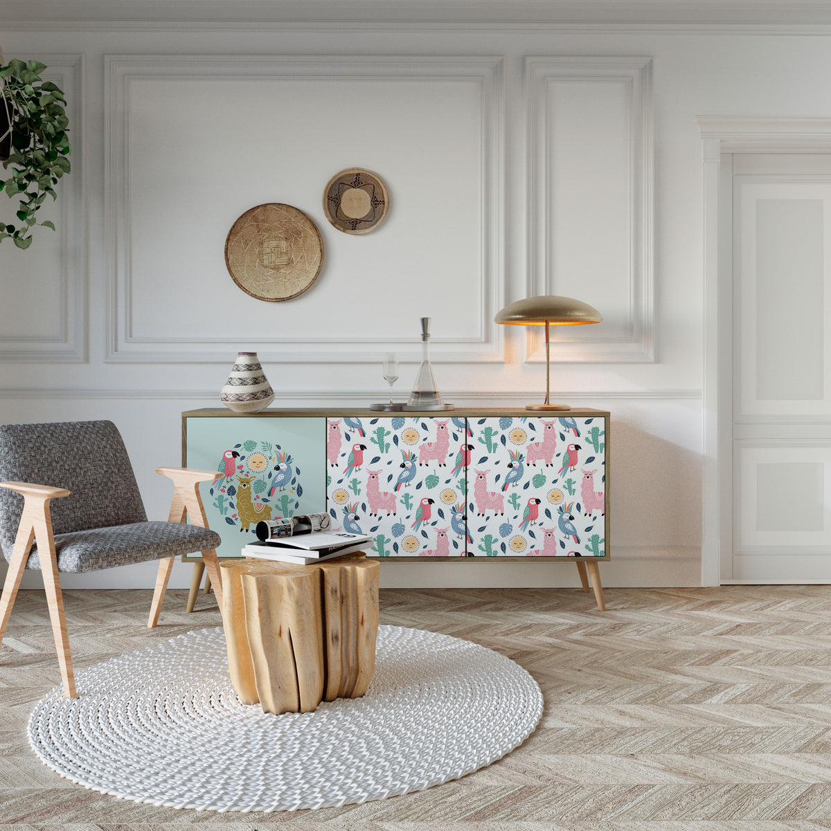 COLORFUL ALPACAS 3-türiges Sideboard