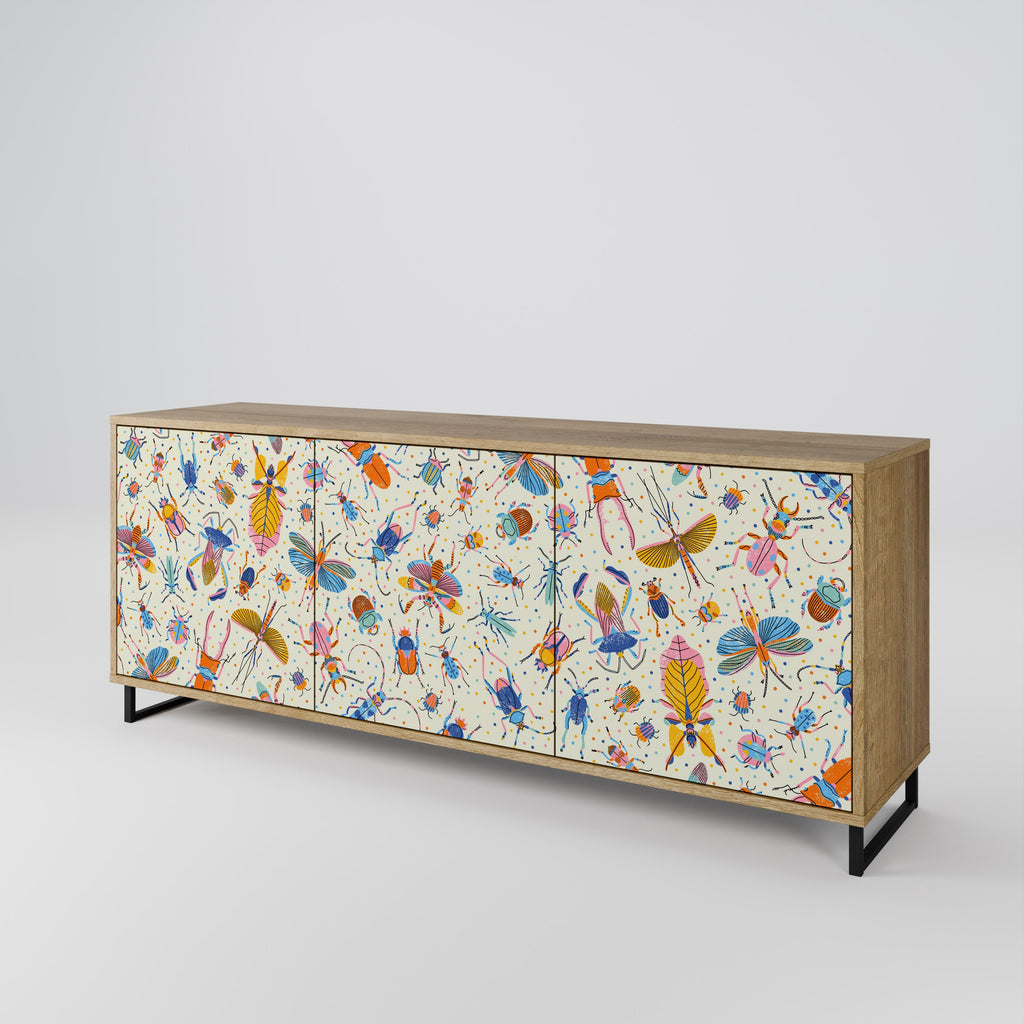 COLORFUL INSECTS Sideboard mit 3 Türen in Eiche-Optik