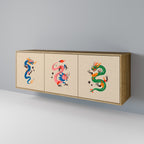 MYTHOLOGICAL CREATURES 3-Door Sideboard in Oak Effect
