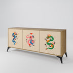 MYTHOLOGICAL CREATURES 3-Door Sideboard in Oak Effect