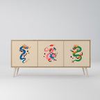 MYTHOLOGICAL CREATURES 3-Door Sideboard in Oak Effect