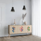 MYTHOLOGICAL CREATURES 3-Door Sideboard in Oak Effect