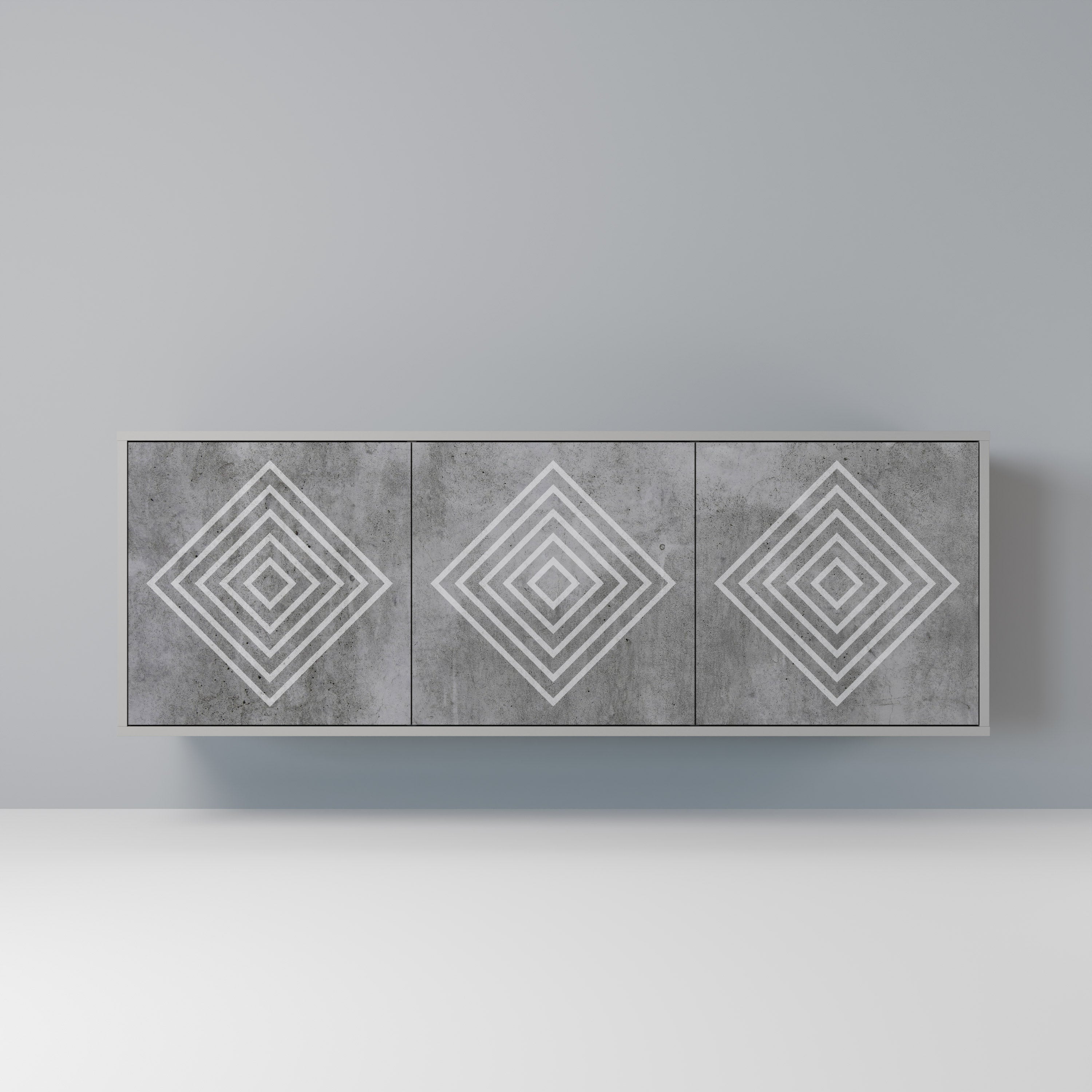 POLYGONAL ARTISTRY Sideboard mit 3 Türen in Grau