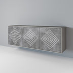POLYGONAL ARTISTRY Sideboard mit 3 Türen in Grau