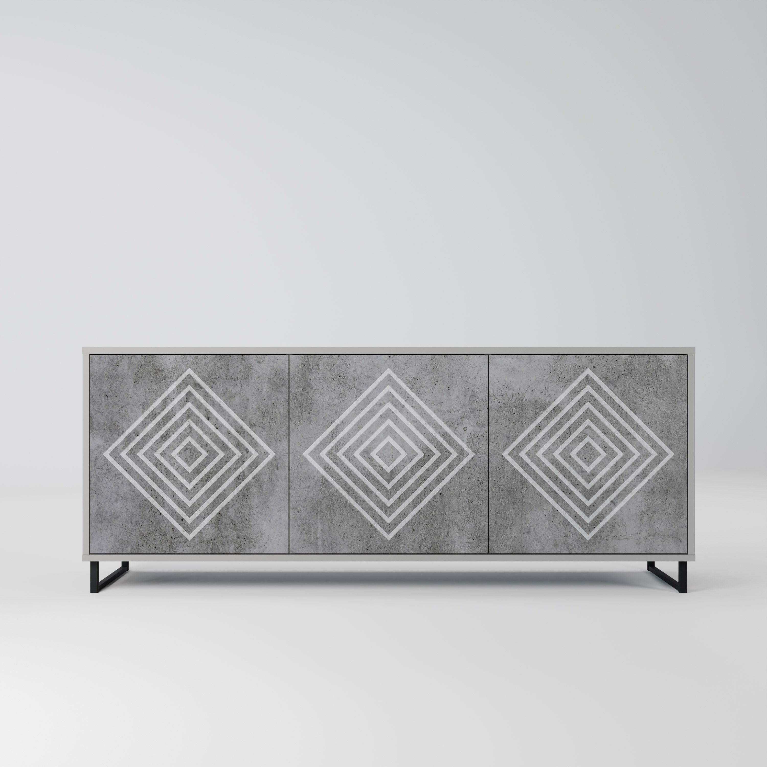 POLYGONAL ARTISTRY Sideboard mit 3 Türen in Grau