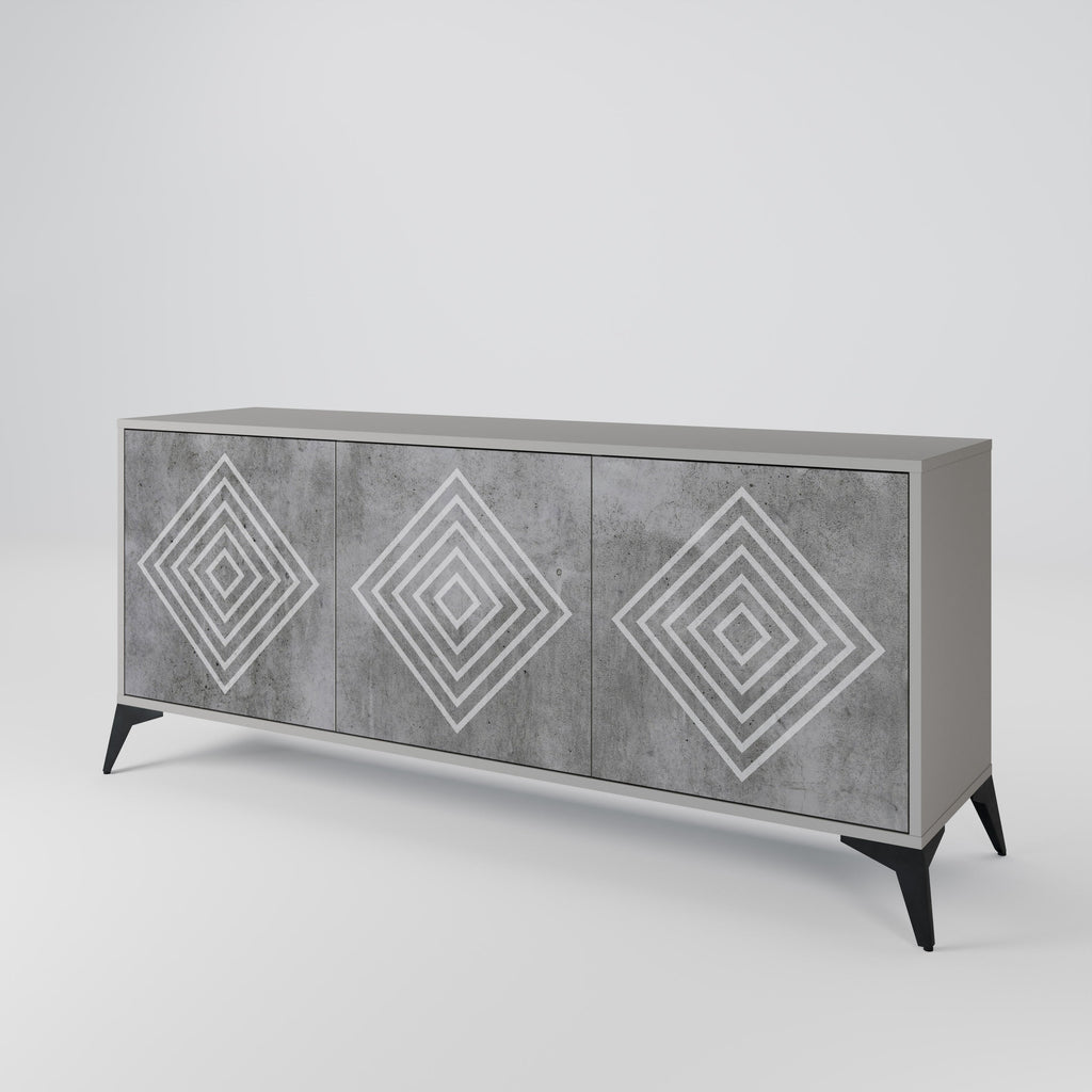 POLYGONAL ARTISTRY Sideboard mit 3 Türen in Grau