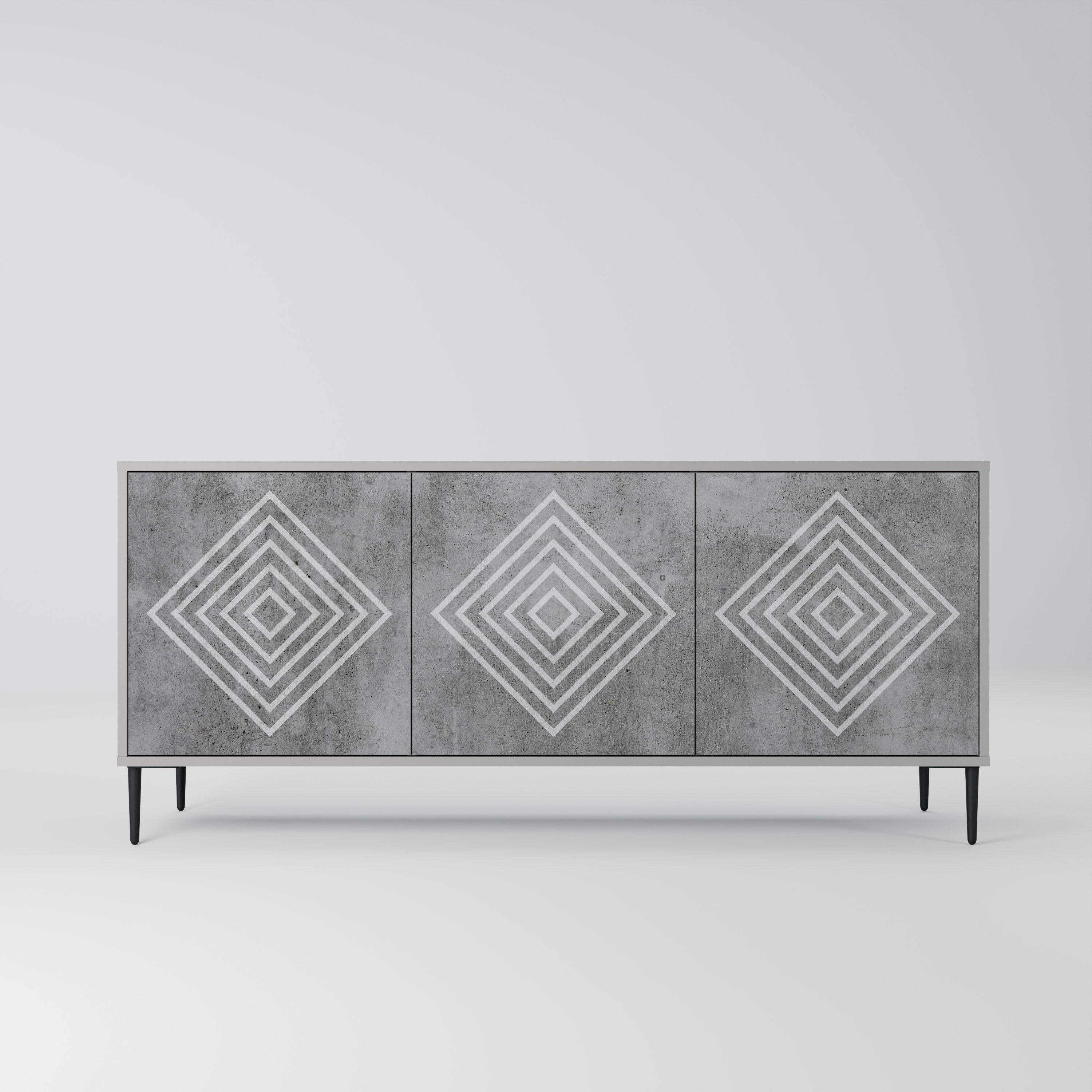 POLYGONAL ARTISTRY Sideboard mit 3 Türen in Grau