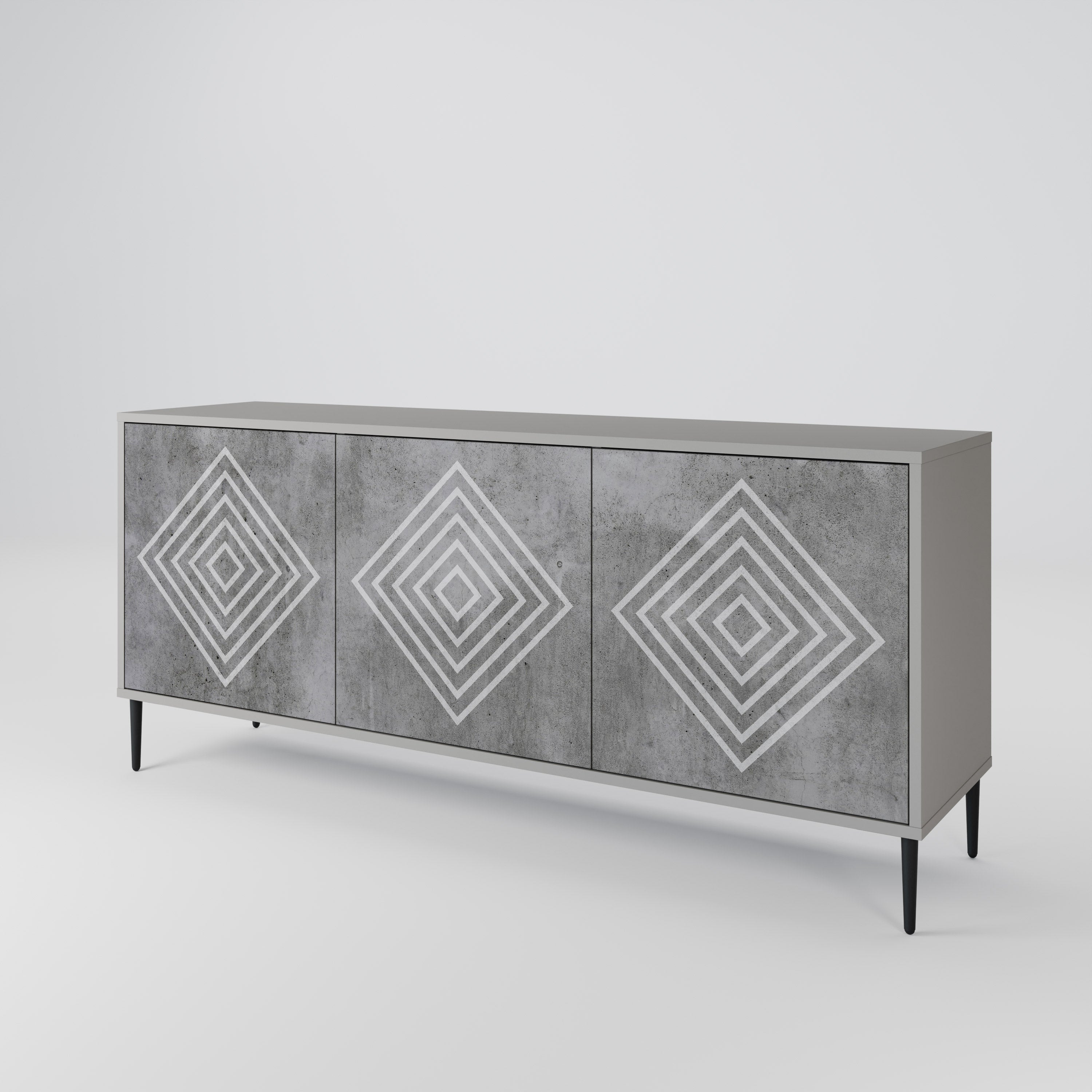 POLYGONAL ARTISTRY Sideboard mit 3 Türen in Grau