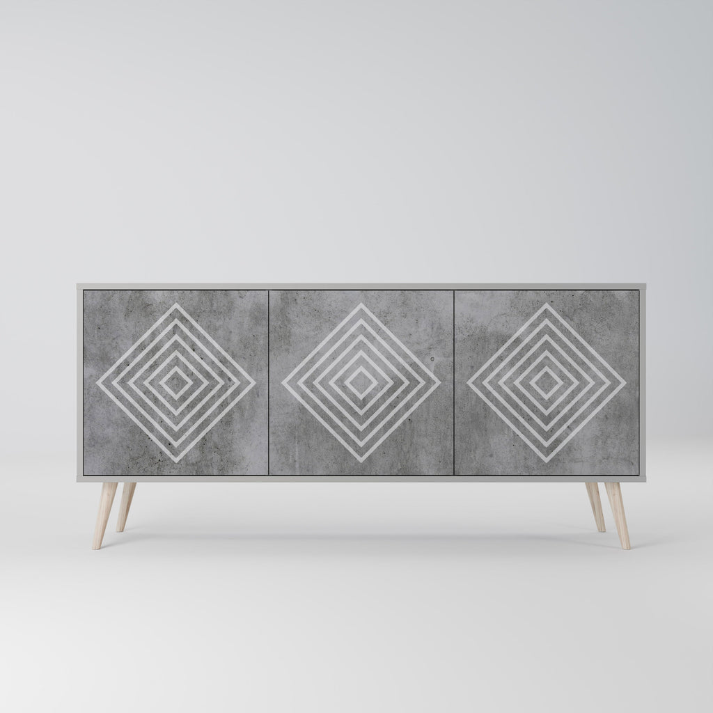 POLYGONAL ARTISTRY Sideboard mit 3 Türen in Grau