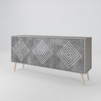 POLYGONAL ARTISTRY Sideboard mit 3 Türen in Grau