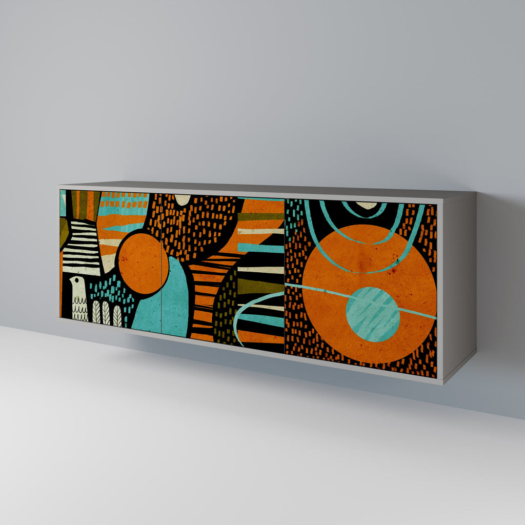 GEODE GLIMMER Sideboard mit 3 Türen in Grau