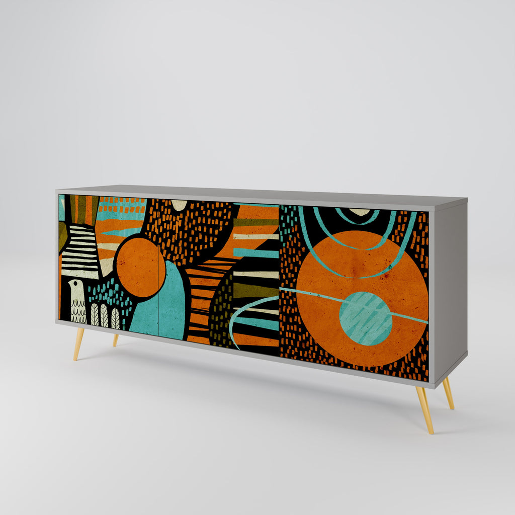 GEODE GLIMMER Sideboard mit 3 Türen in Grau