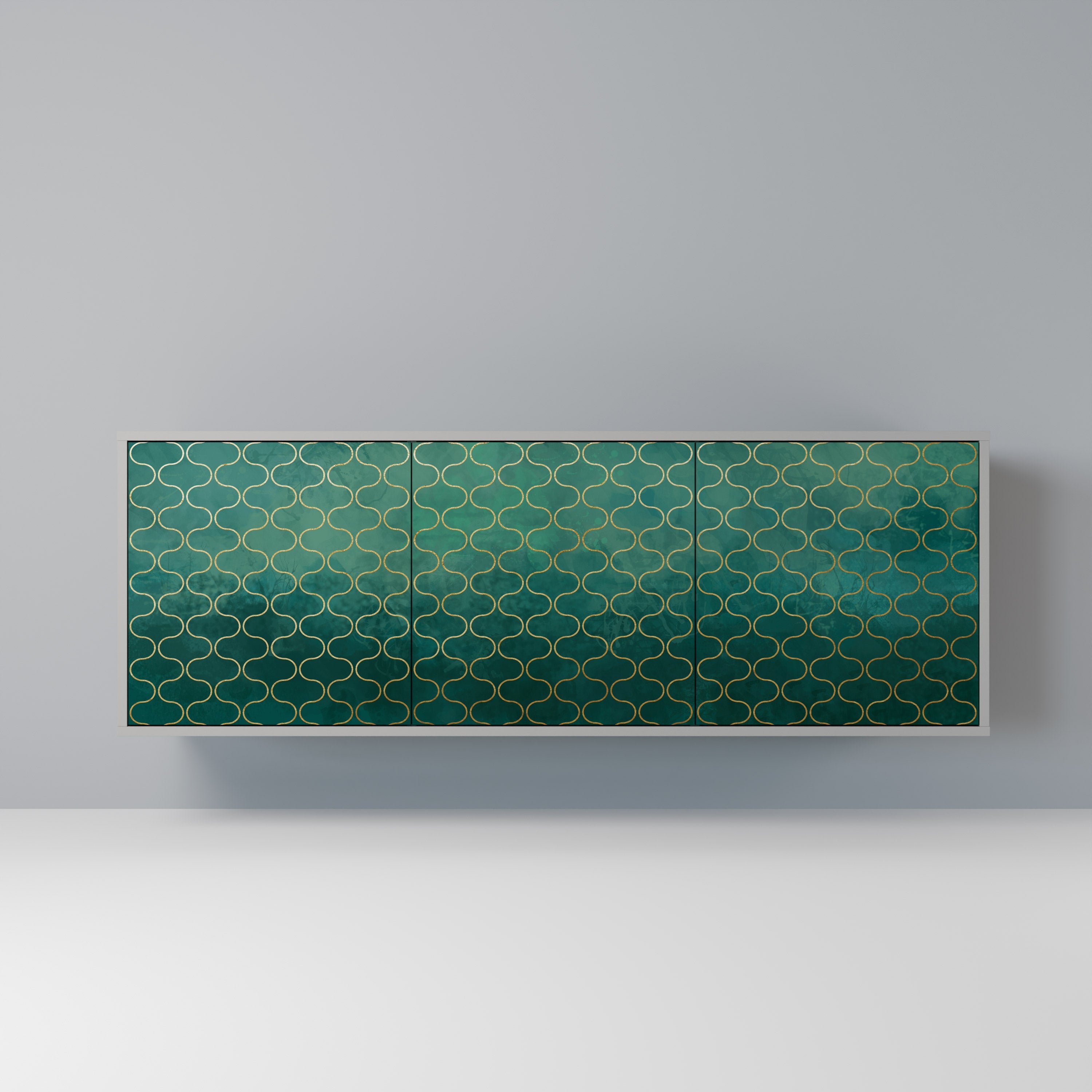 TESSELATED GREENERY Sideboard mit 3 Türen in Grau