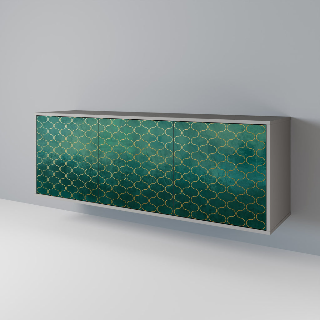 TESSELATED GREENERY Sideboard mit 3 Türen in Grau