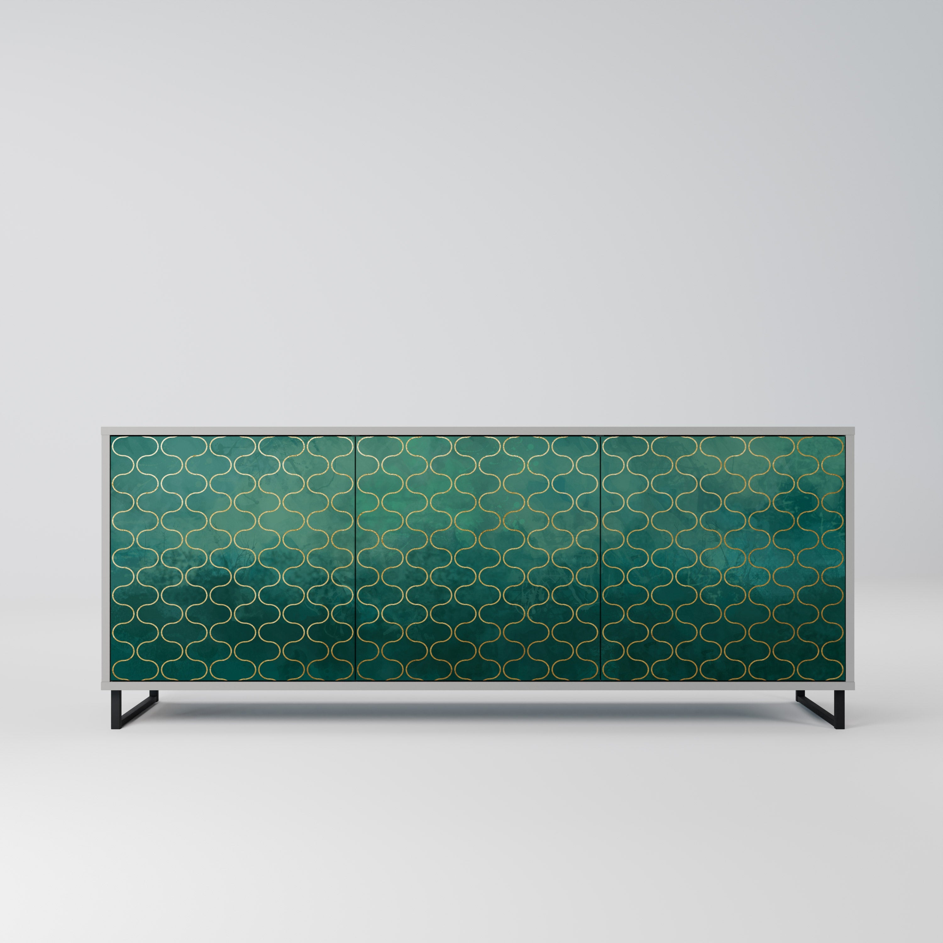 TESSELATED GREENERY Sideboard mit 3 Türen in Grau