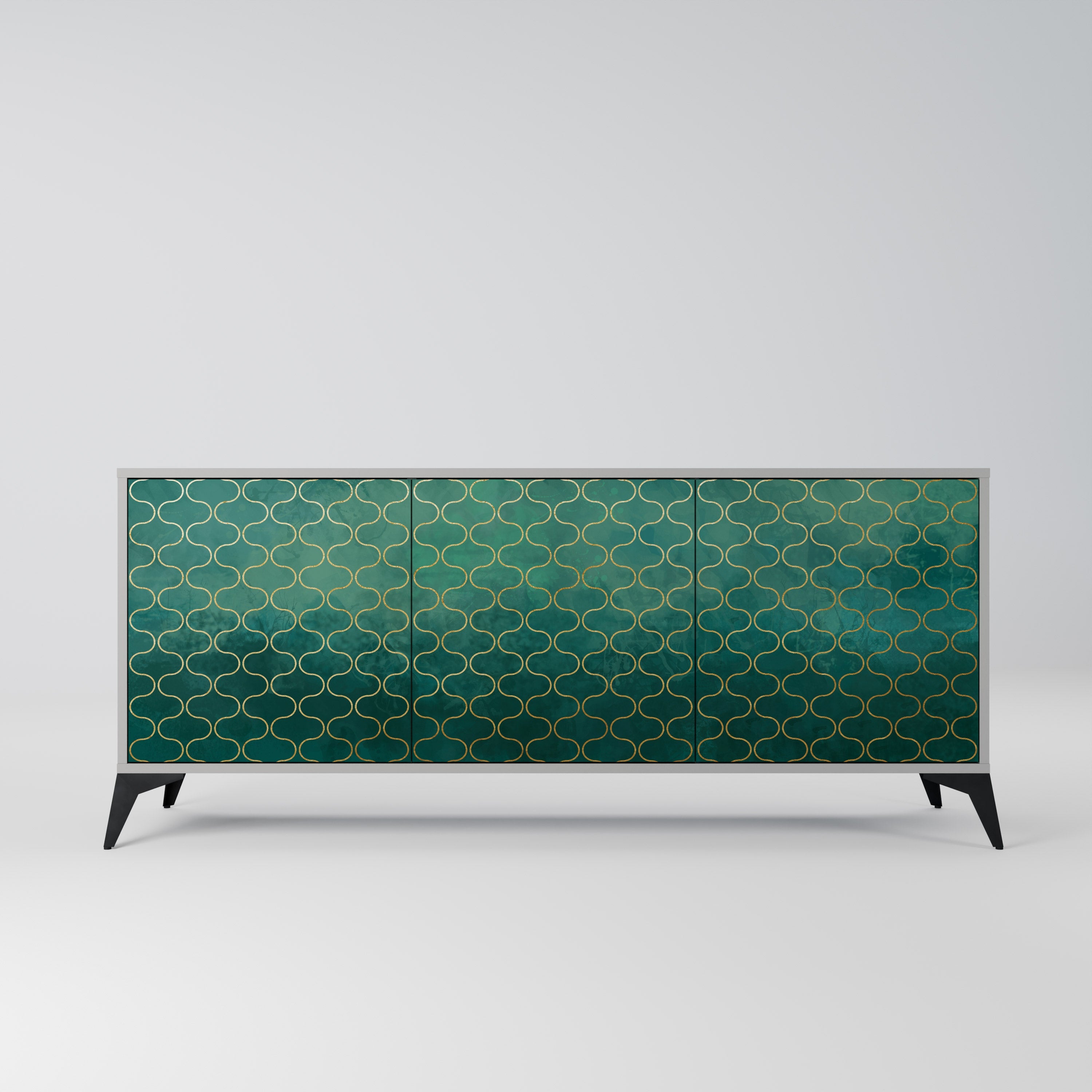 TESSELATED GREENERY Sideboard mit 3 Türen in Grau
