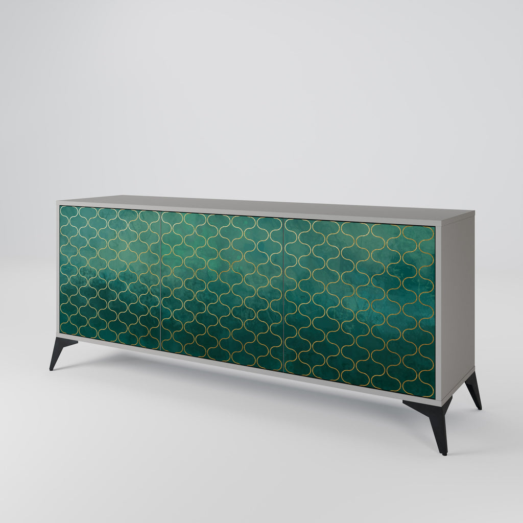TESSELATED GREENERY Sideboard mit 3 Türen in Grau