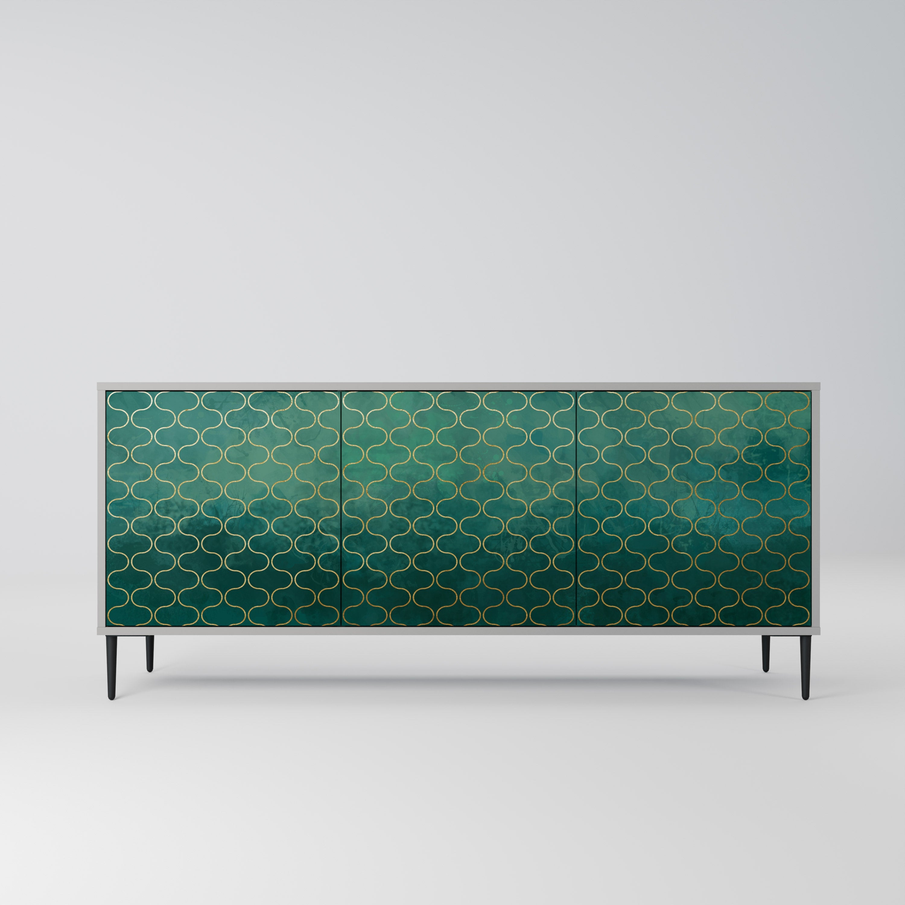 TESSELATED GREENERY Sideboard mit 3 Türen in Grau