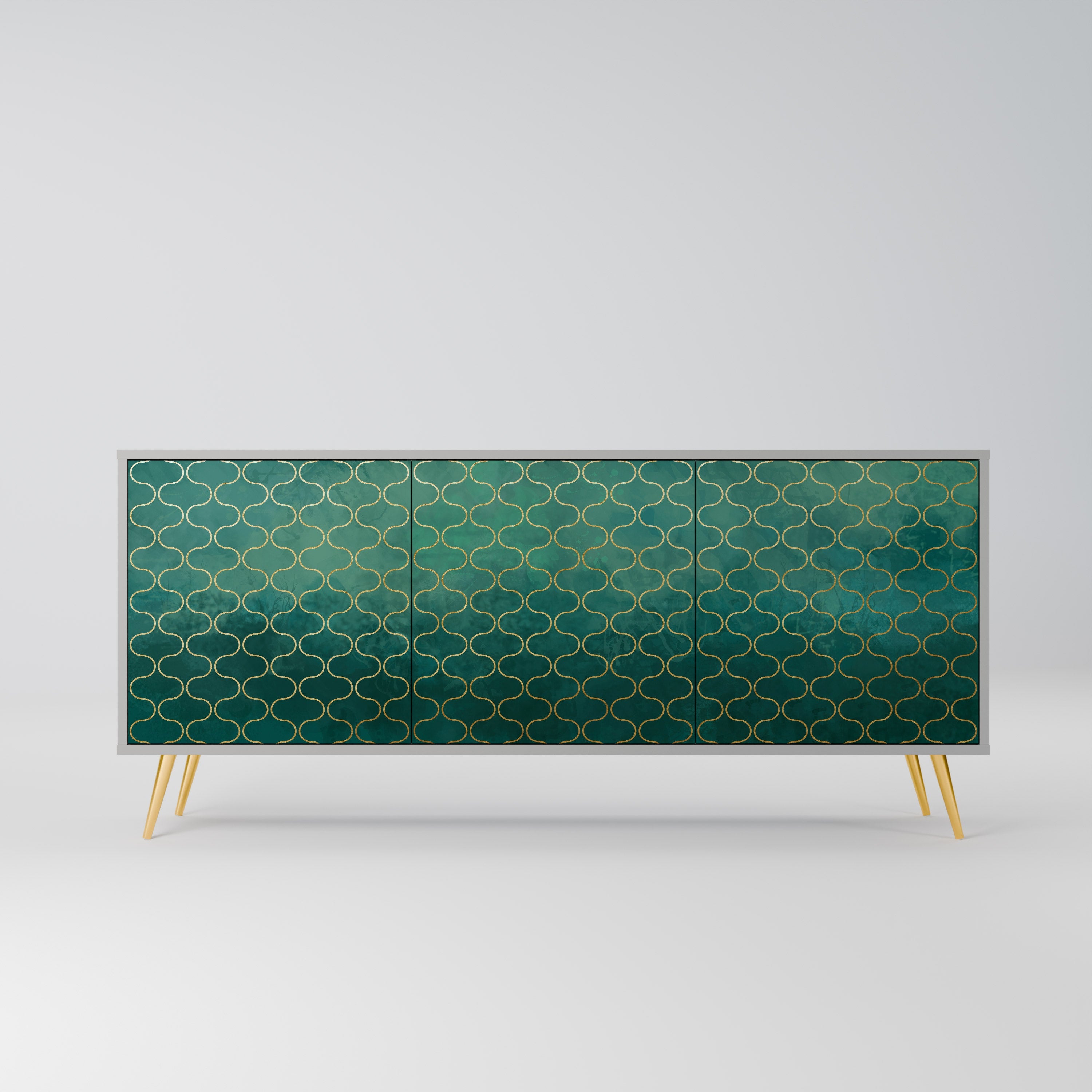 TESSELATED GREENERY Sideboard mit 3 Türen in Grau