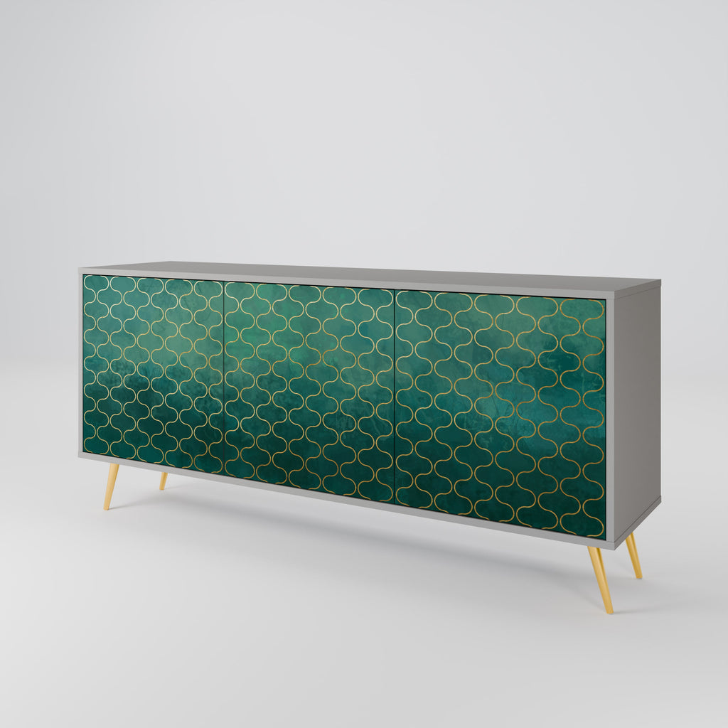 TESSELATED GREENERY Sideboard mit 3 Türen in Grau