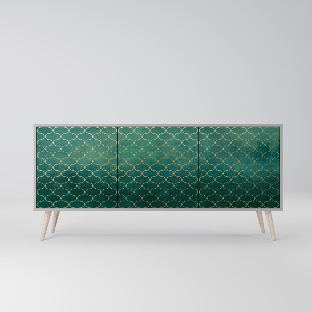 TESSELATED GREENERY Sideboard mit 3 Türen in Grau