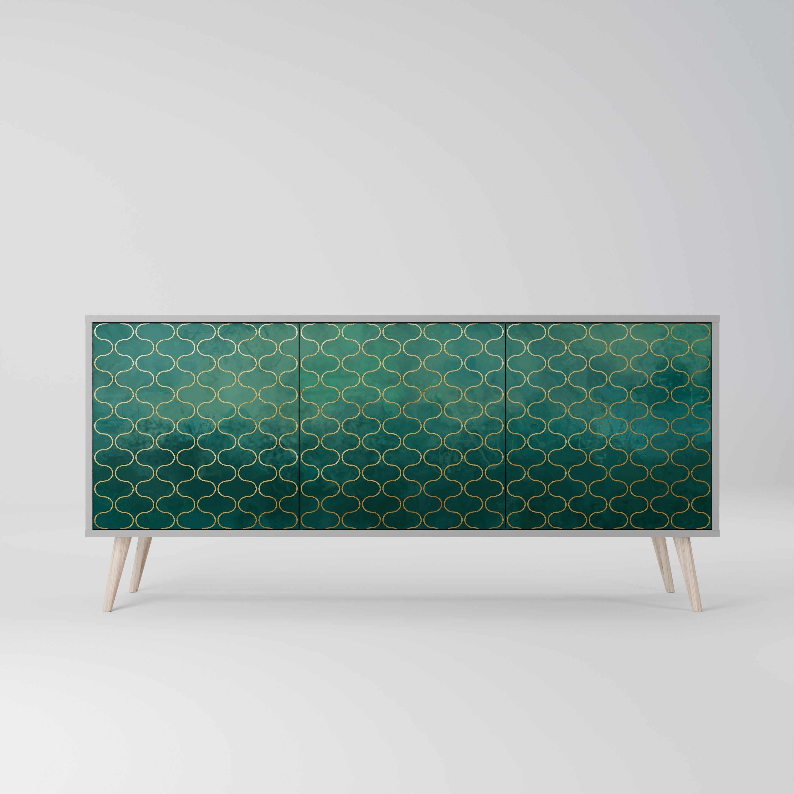 TESSELATED GREENERY Sideboard mit 3 Türen in Grau