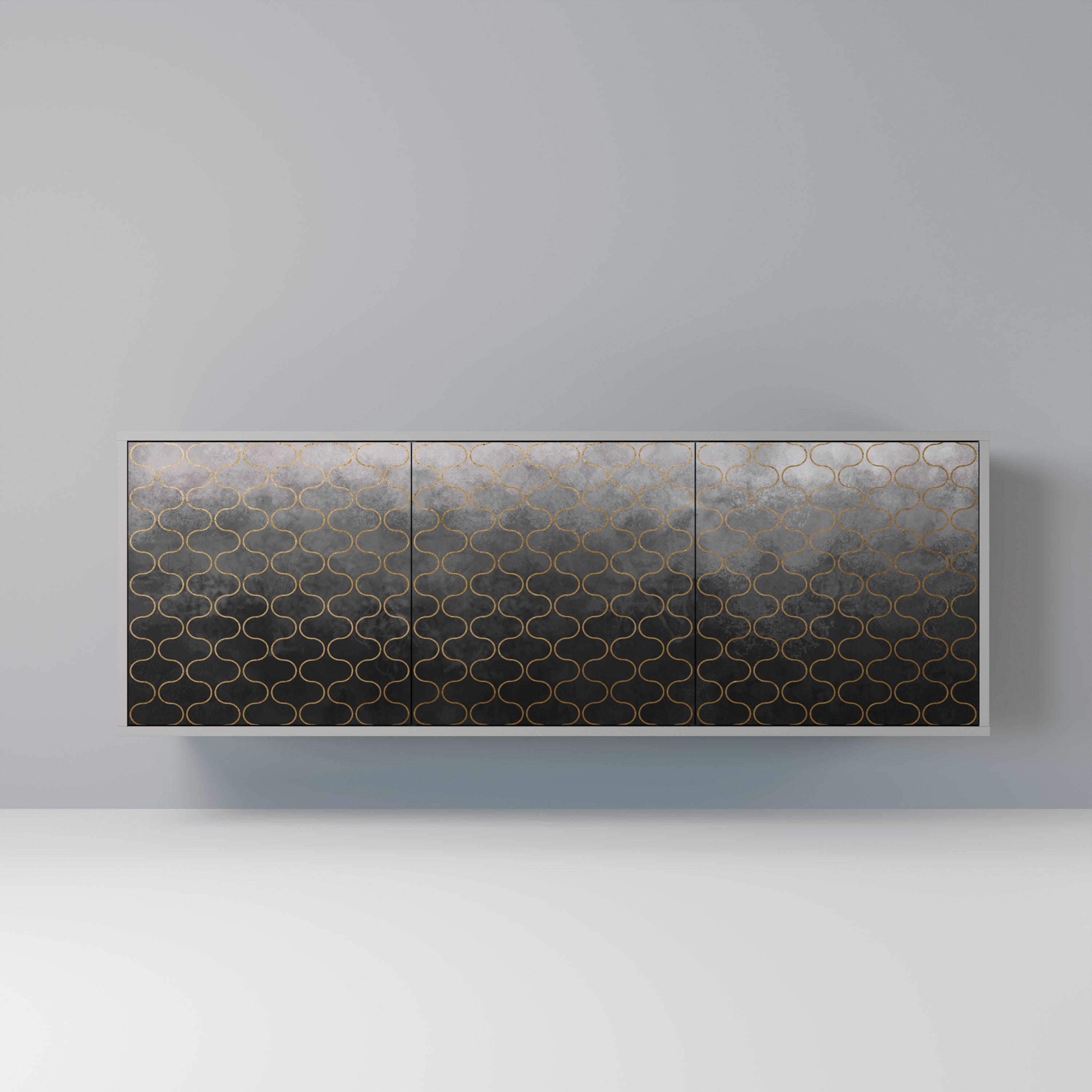 TESSELATED GRAYISH Sideboard mit 3 Türen in Grau