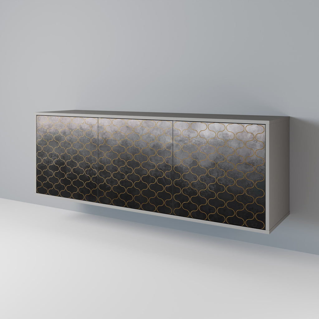 TESSELATED GRAYISH Sideboard mit 3 Türen in Grau