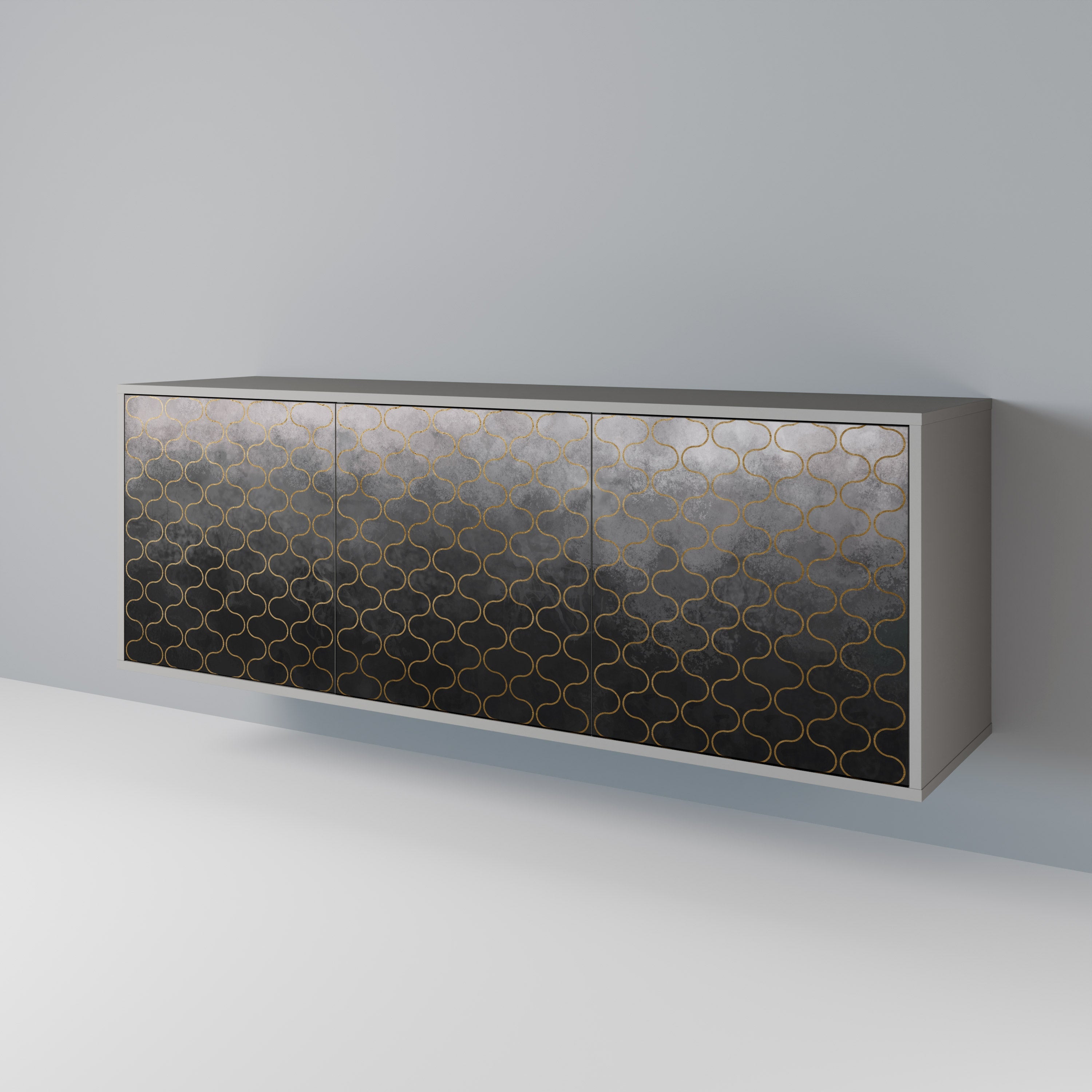 TESSELATED GRAYISH Sideboard mit 3 Türen in Grau