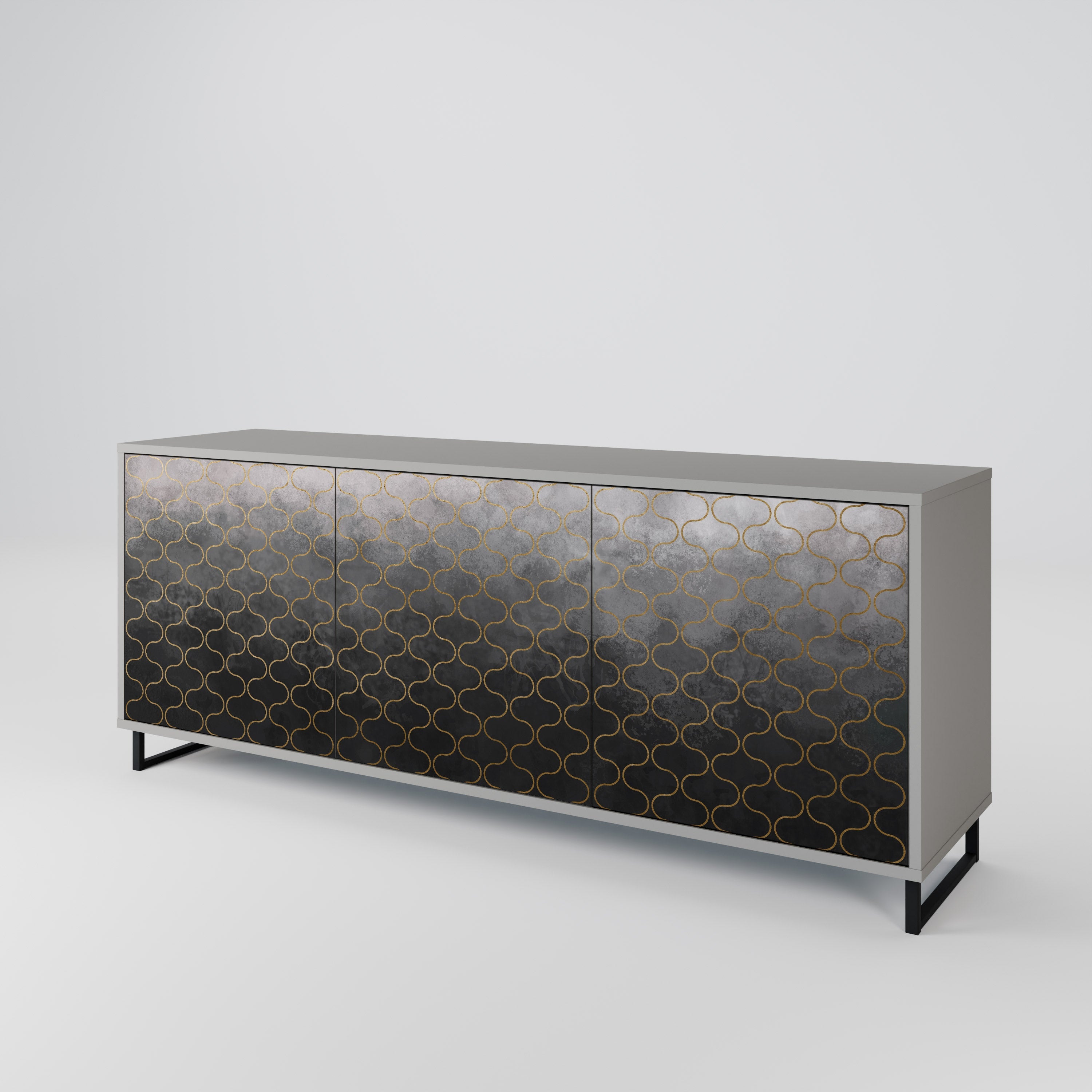 TESSELATED GRAYISH Sideboard mit 3 Türen in Grau